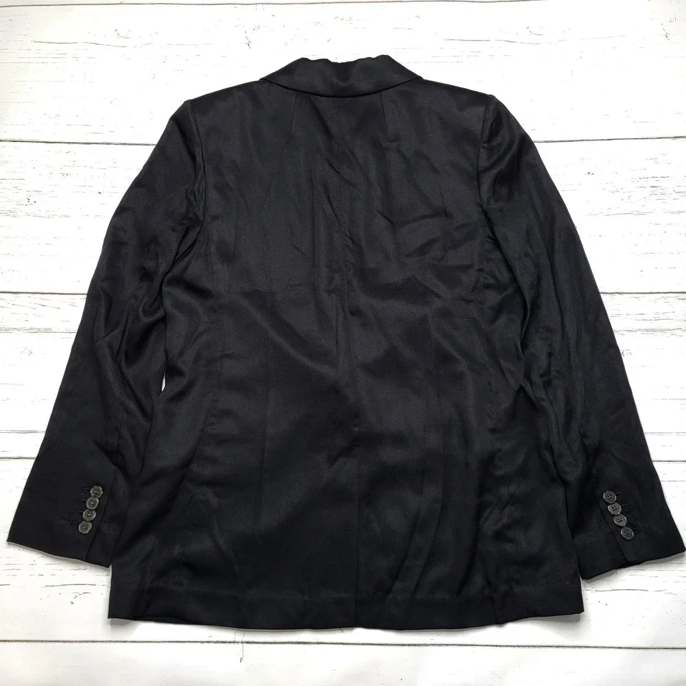 J Crew Alfie Blazer Jacket Gramercy Twill Black Lightweight Drapey Relax Small 4